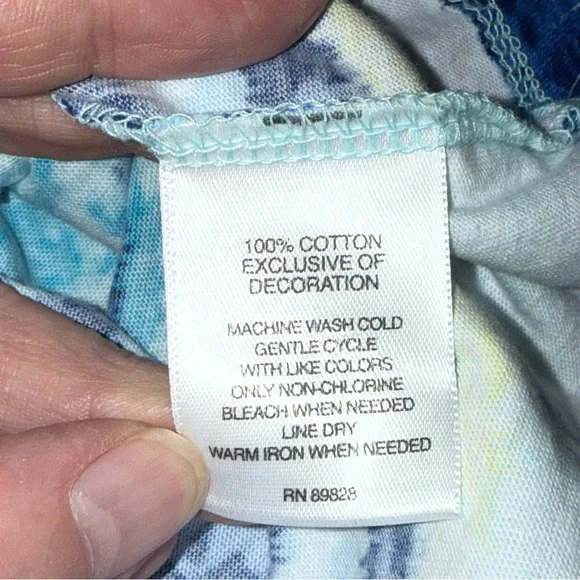Rebecca Malone Blue Aqua Tie Dye Boho Tunic Top XL 100% Cotton - Picture 6 of 7